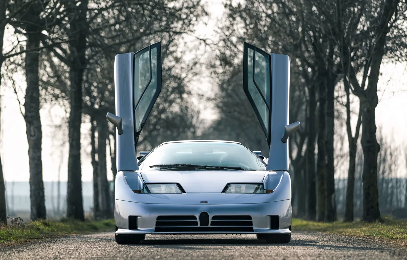 Фото обои Bugatti, Supersport, front view, EB 110, Bugatti EB110 SS, opened doors