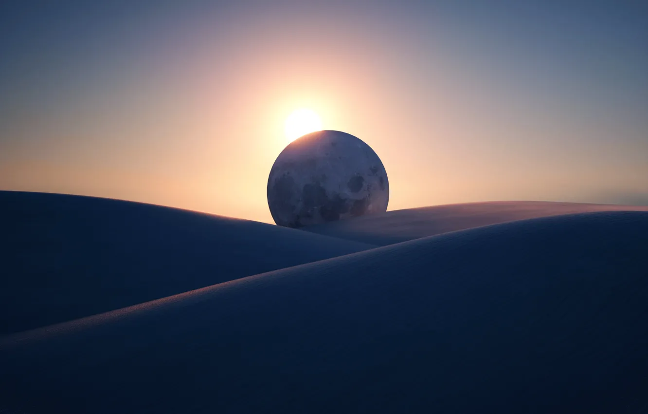 Фото обои обои, луна, пустыня, Microsoft, Eclipse
