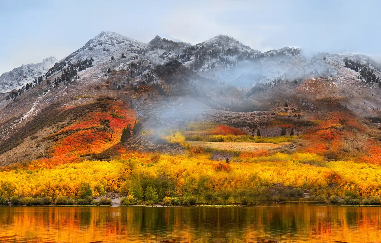 Фото обои осень, лес, горы, озеро