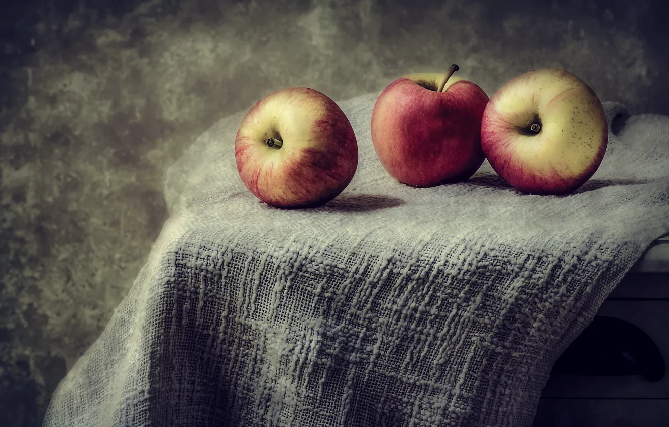 Фото обои яблоки, еда, обработка, ткань, фрукты, натюрморт, обои от lolita777, ретро-стиль