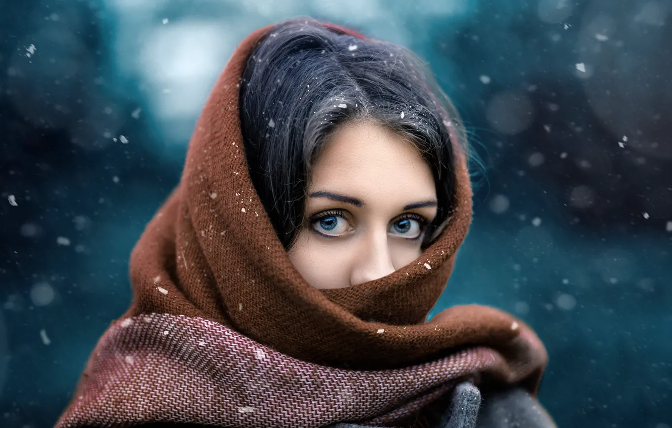 Фото обои снег, портрет, Сергеев Сергей