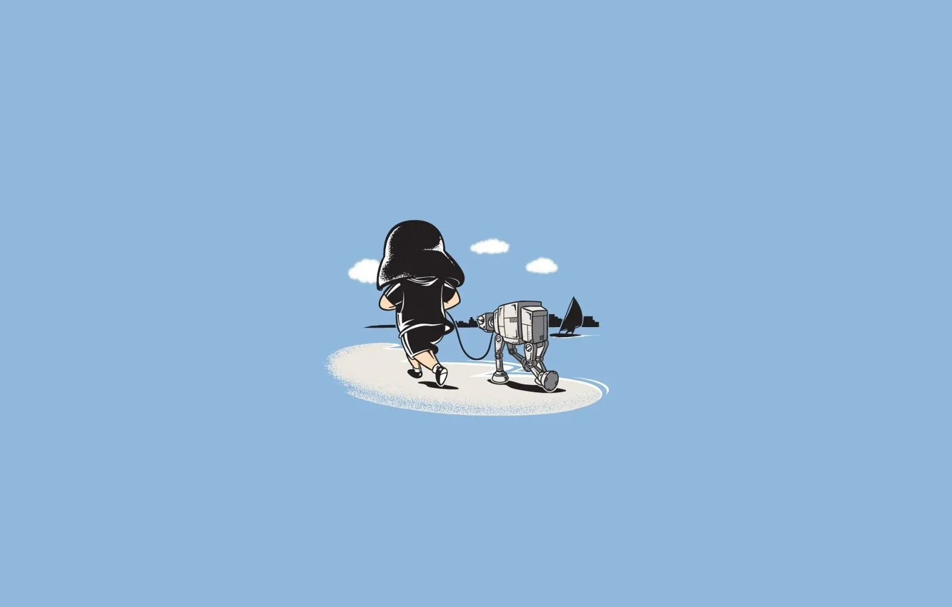 Фото обои Облака, Минимализм, Юмор, Darth Vader, Clouds, Дарт Вейдер, Minimalism, Chow Hon Lam