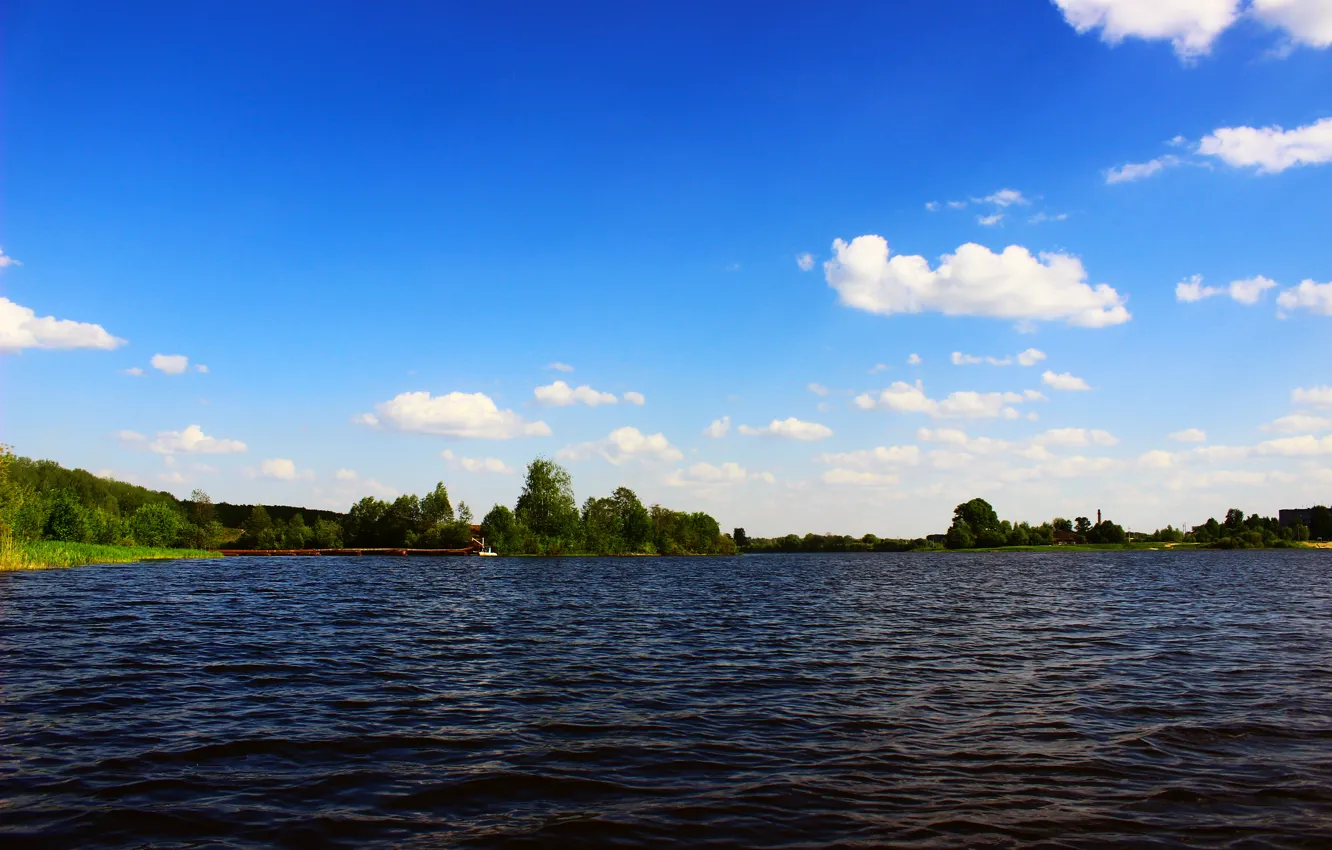 Фото обои отражение, Река, небо., кокшага