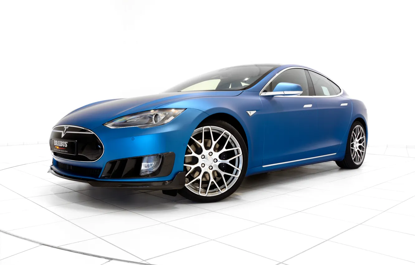 Фото обои фон, Brabus, Tesla, Model S, электрокар, 2015