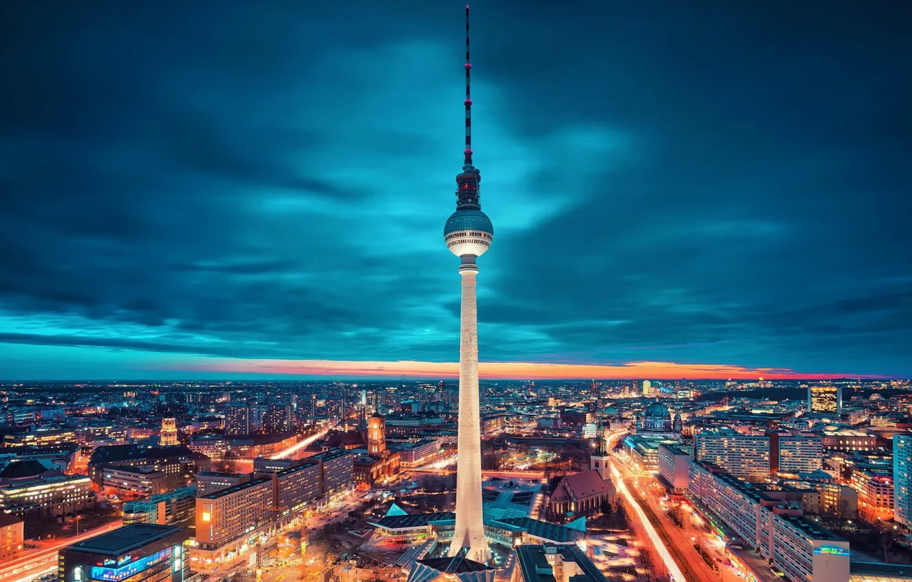 Фото обои Башня, Берлин, Alexanderplatz, Berlin, Fernsehturm