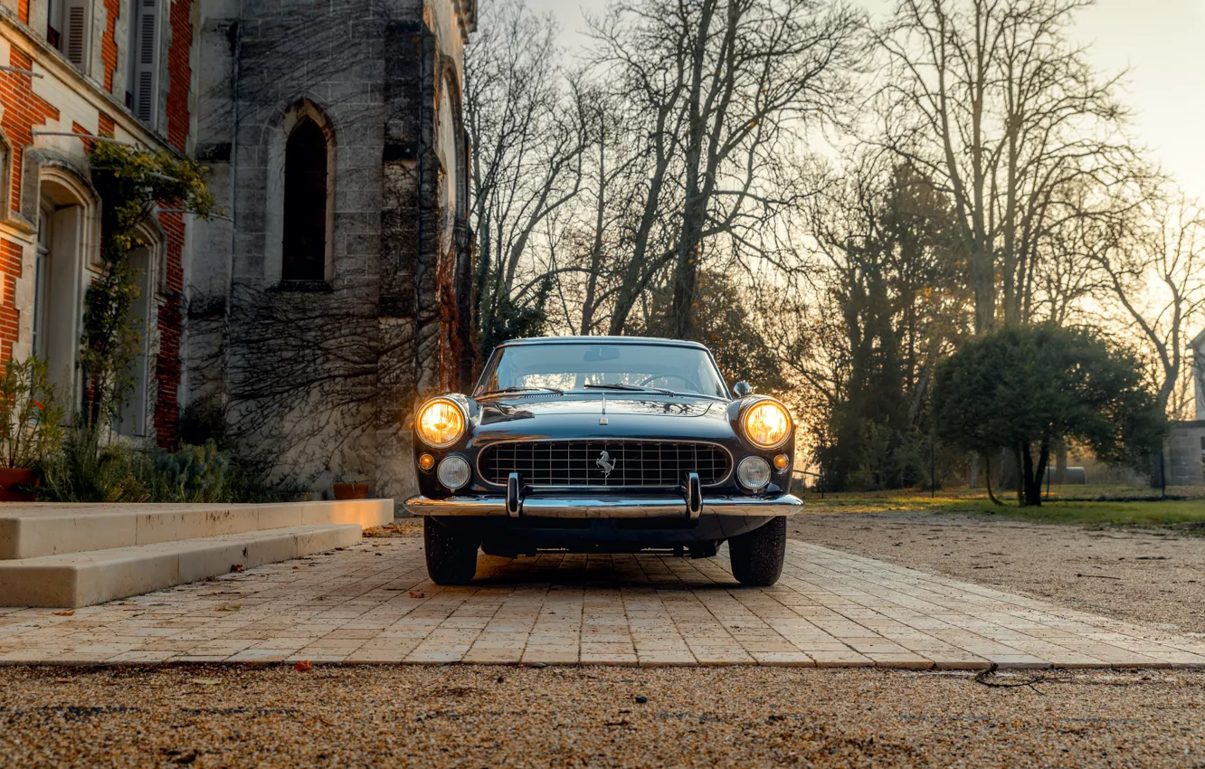 Фото обои Ferrari, front, 1963, 250, headlights, Ferrari 250 GTE 2+2