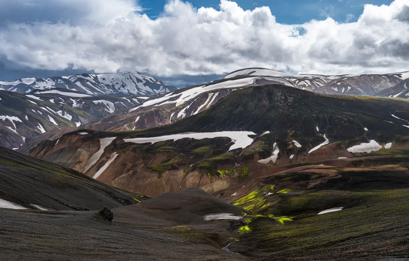 Фото обои горы, Исландия, Landmannalaugar