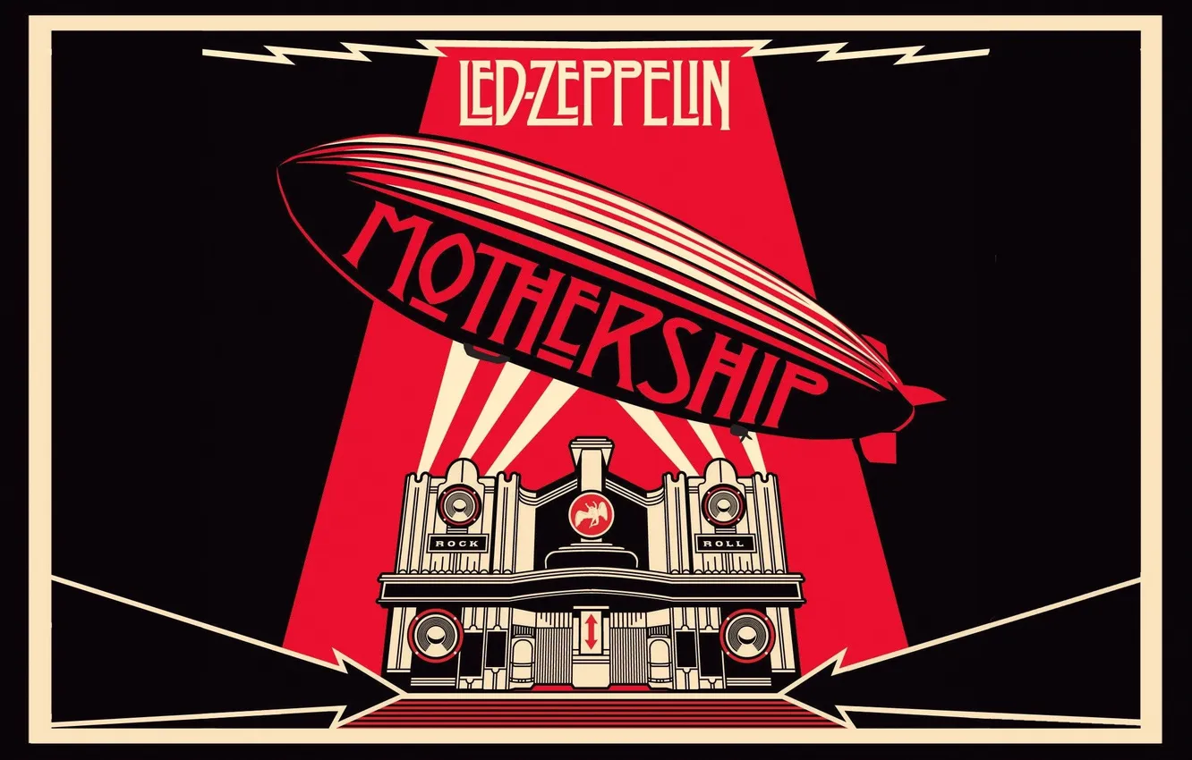 Фото обои музыка, логотип, группа, черный фон, Led Zeppelin