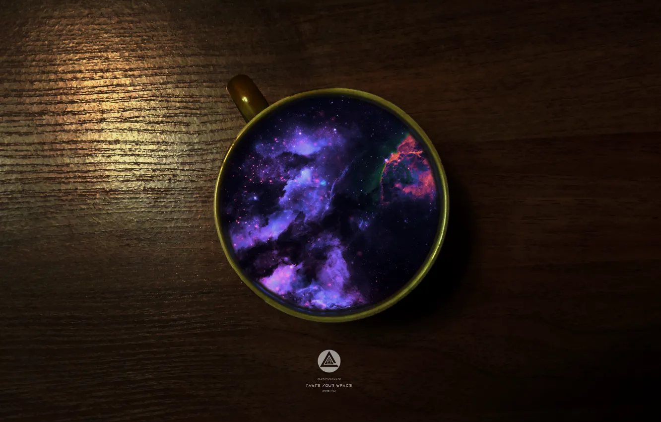 Фото обои green, dark, space, light, fantasy, black, Photoshop, Galaxy