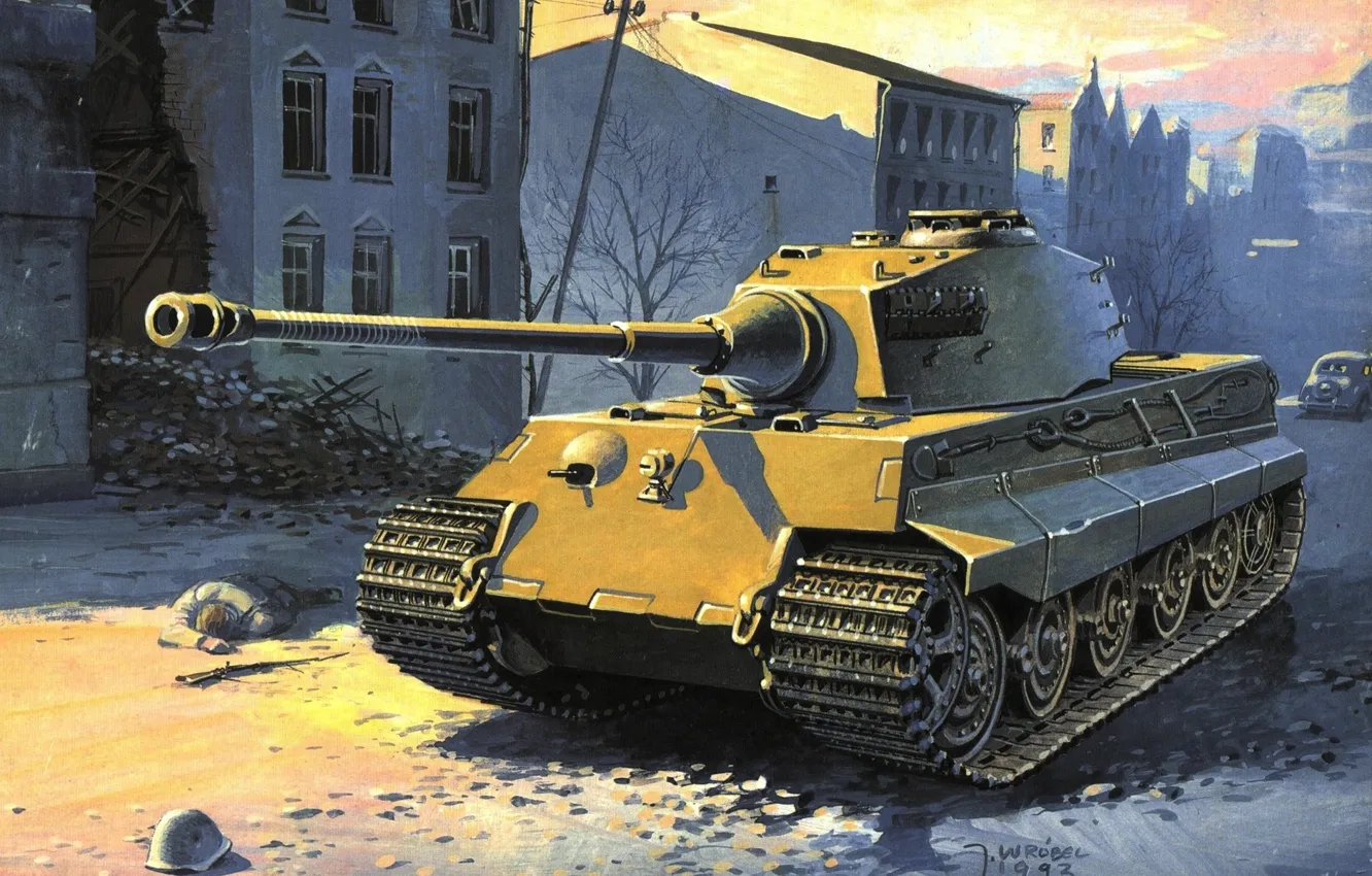 Фото обои рисунок, танк, Королевский тигр, Тигр 2, Tiger 2