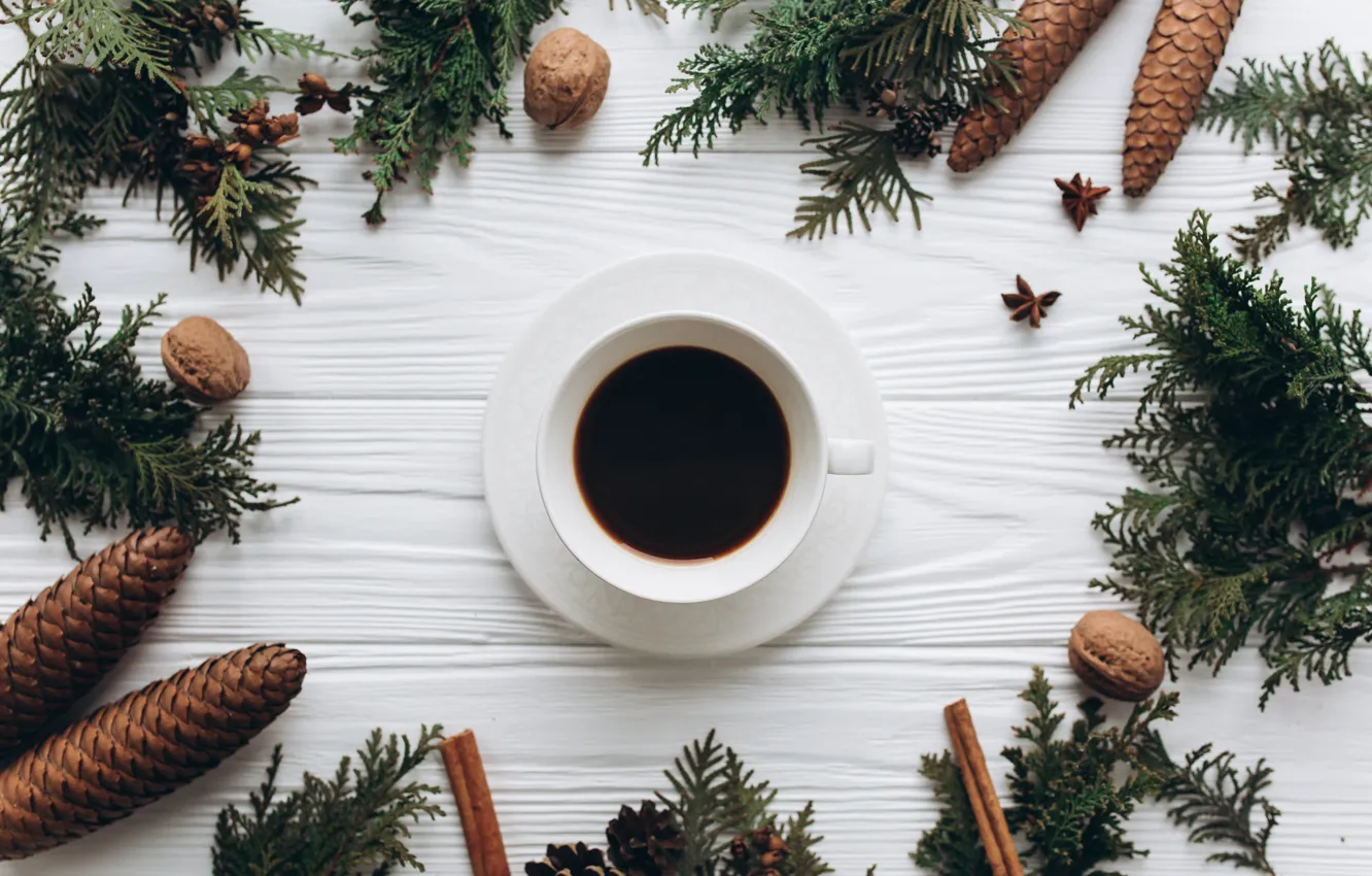 Фото обои украшения, Новый Год, Рождество, Christmas, wood, cup, New Year, coffe
