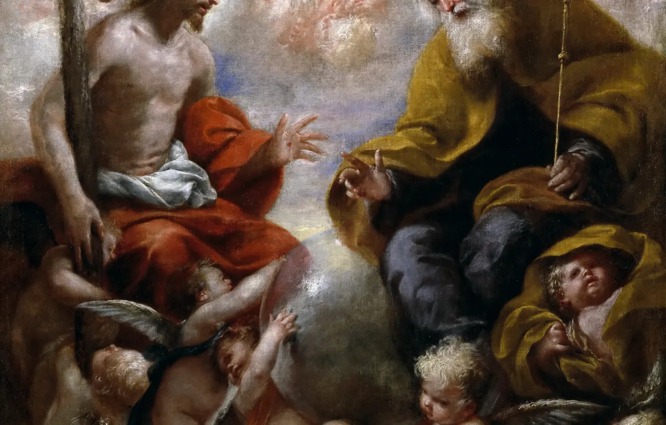 Фото обои картина, религия, мифология, Святая Троица, Francisco Caro