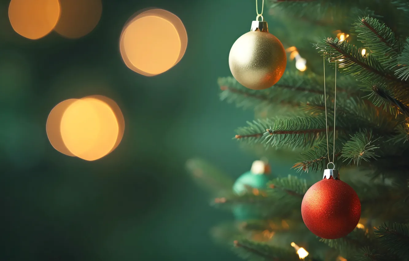 Фото обои украшения, фон, шары, елка, Новый Год, Рождество, new year, happy