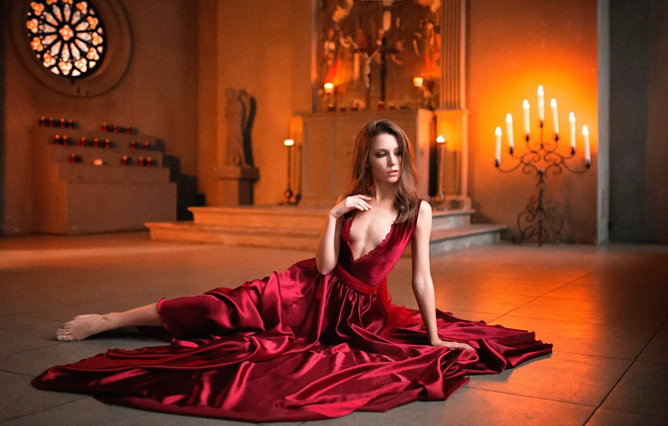 Фото обои декольте, красное платье, фотоссесия, Ксения Кокорева