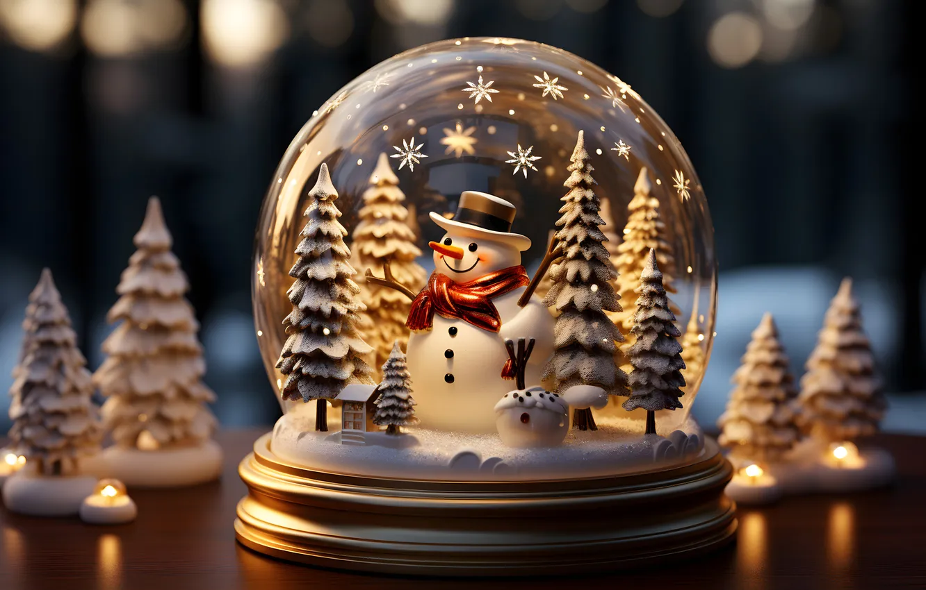 Фото обои зима, снег, шары, елка, Рождество, balls, winter, snow