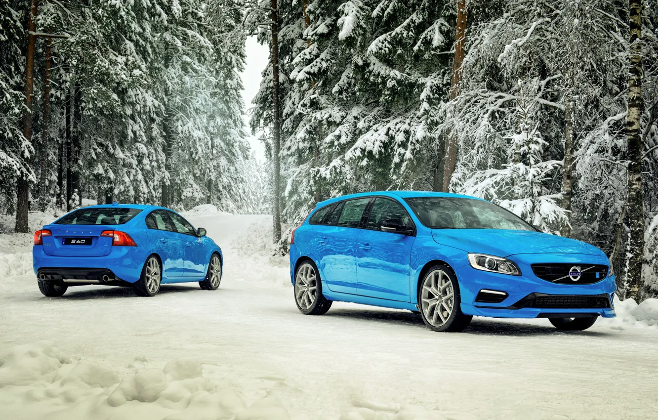 Фото обои зима, снег, Volvo, вольво, S60, 2015