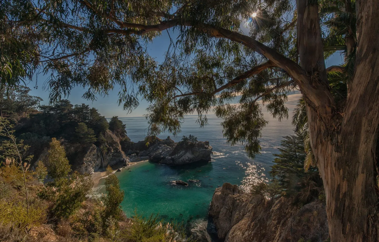 Фото обои пляж, природа, океан, скалы, бухта, Калифорния