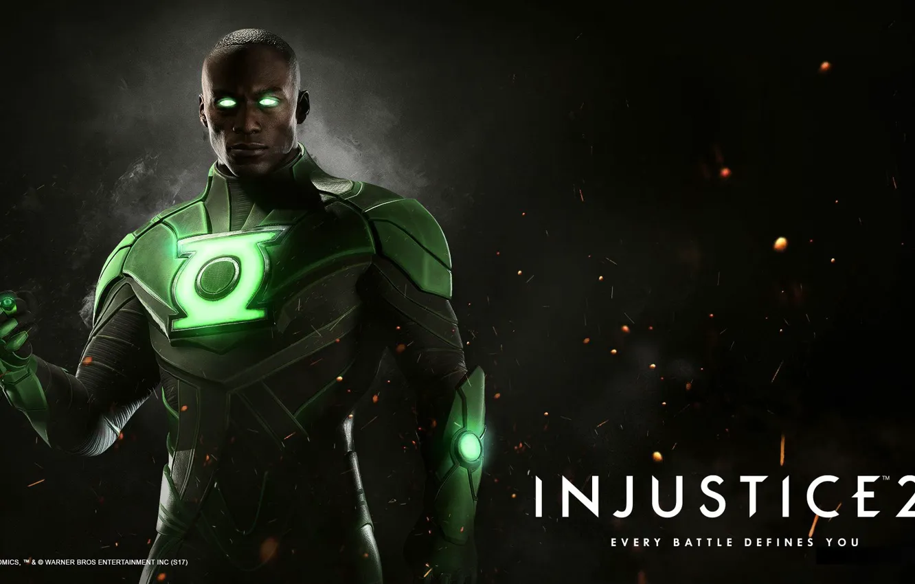 Фото обои Green Lantern, NetherRealm Studios, Injustice 2, John Stewart, emerald guardian
