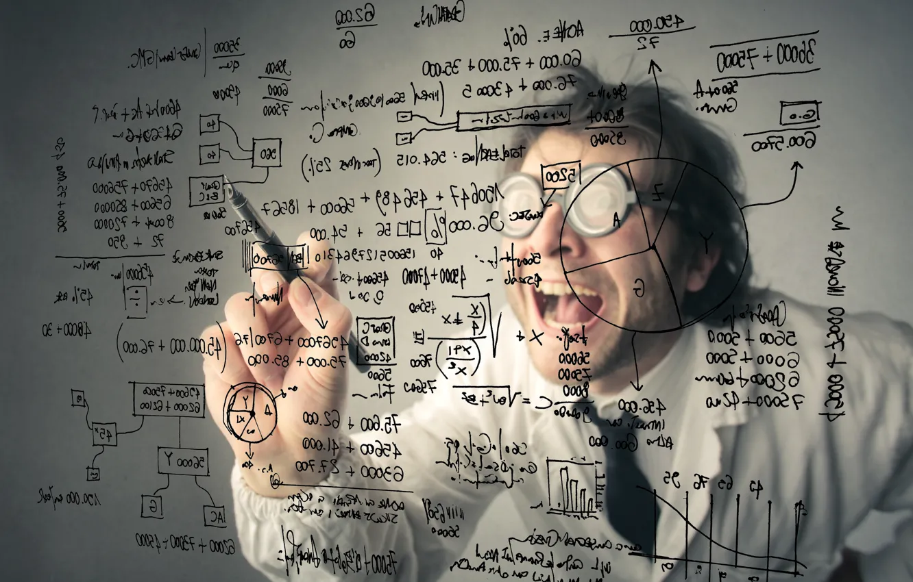 Фото обои man, crazy, maths