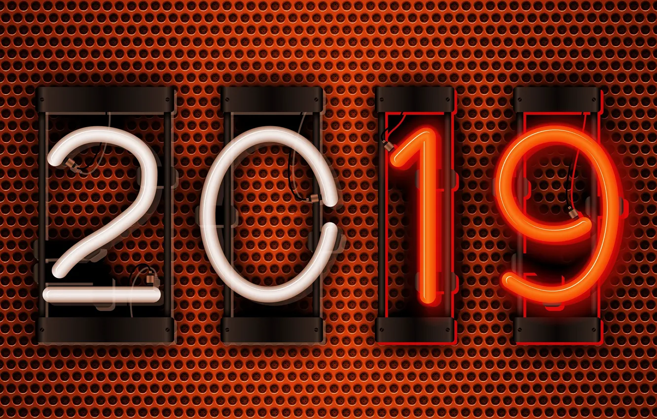 Фото обои сетка, лампа, цифры, Новый год, 2019