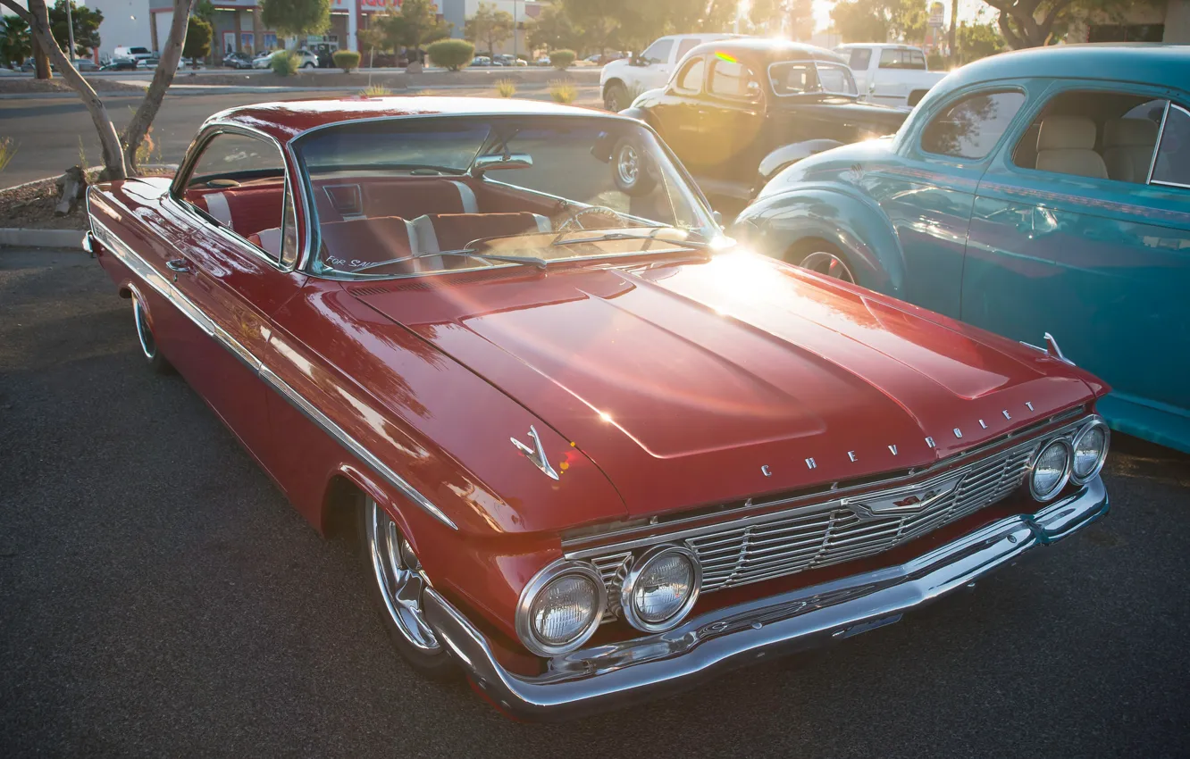 Фото обои ретро, классика, Chevy, Impala, 1961