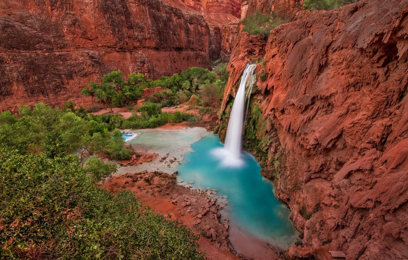 Фото обои горы, природа, фото, водопад, Аризона, США, Большой каньон