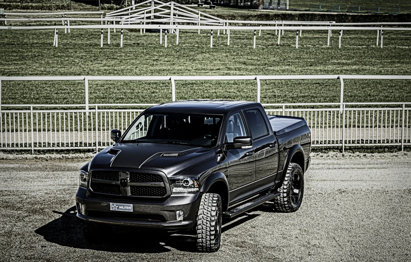 Фото обои ограждение, Dodge, пикап, Ram, 2017, 1500 RX Crew Cab, Militem