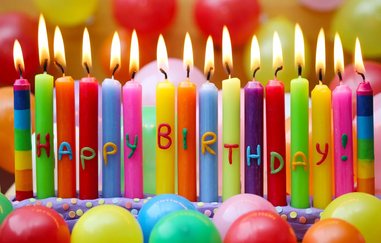 Фото обои шары, свечи, Happy Birthday, День Рождения