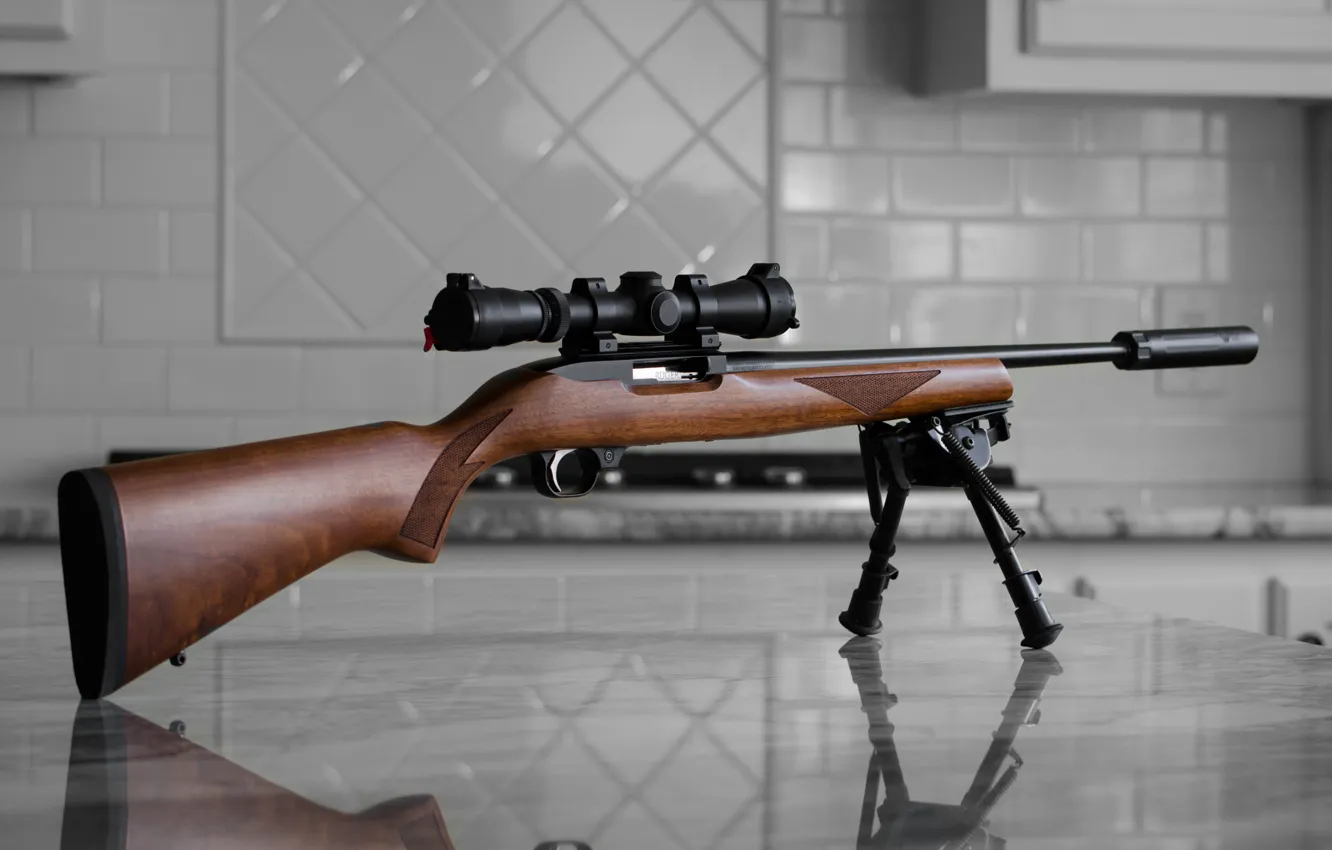 Фото обои оружие, фон, оптика, Ruger 1022