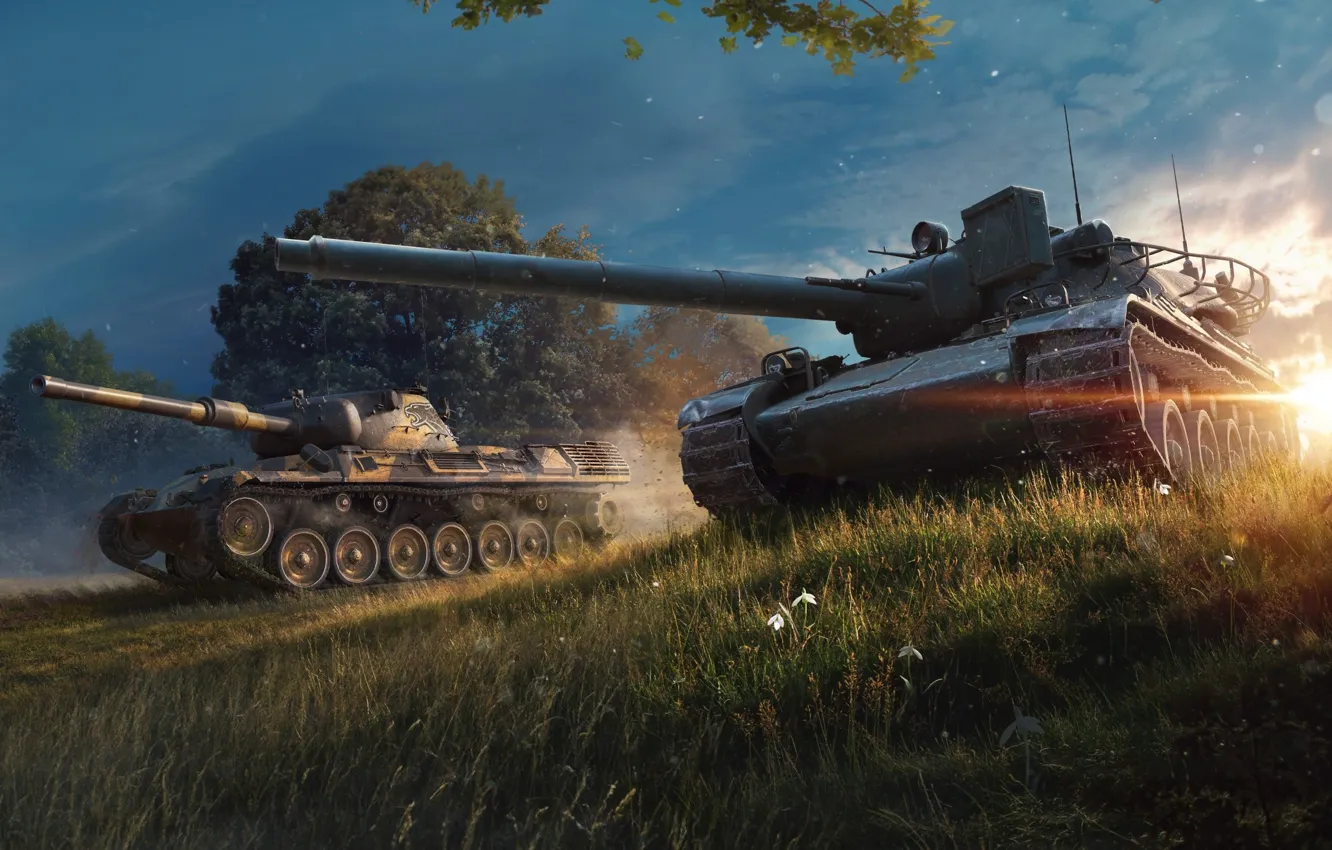 Фото обои закат, танк, Game, Мир танков, World of Tanks, Wargaming.net, Lesta Games, леста