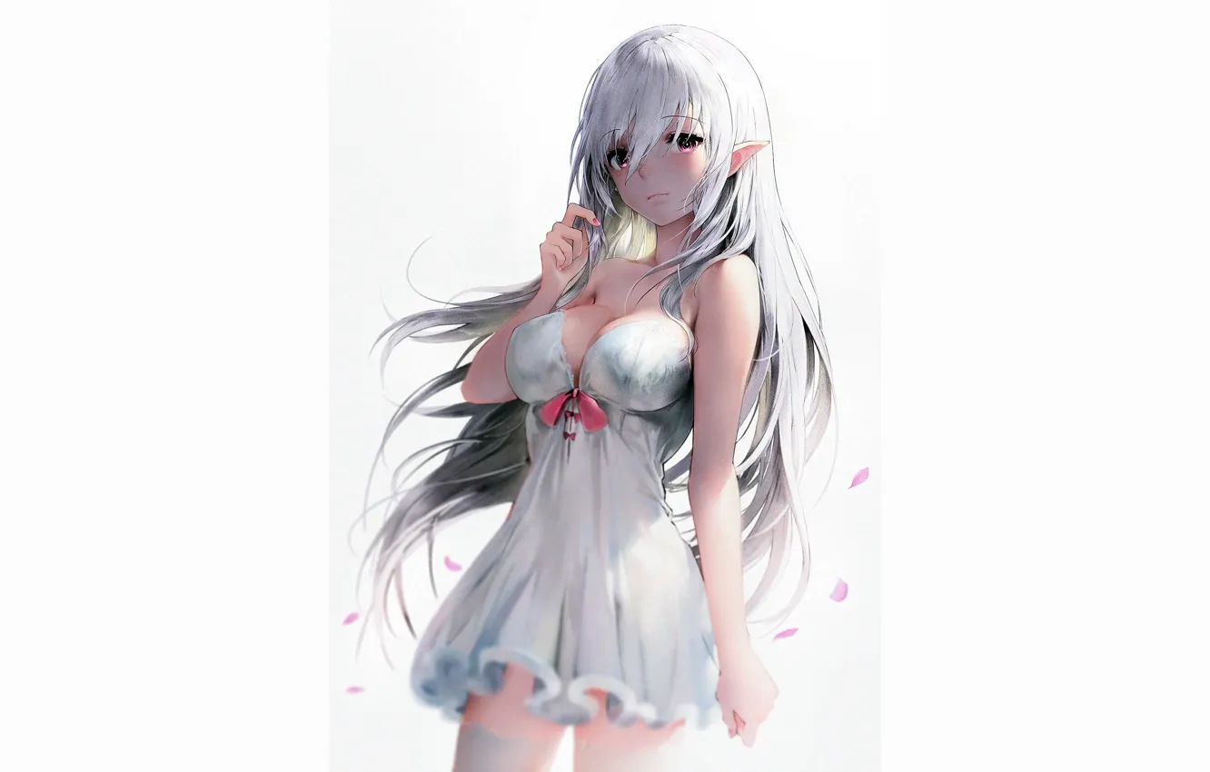 Фото обои girl, sexy, cleavage, long hair, boobs, anime, beautiful, pretty