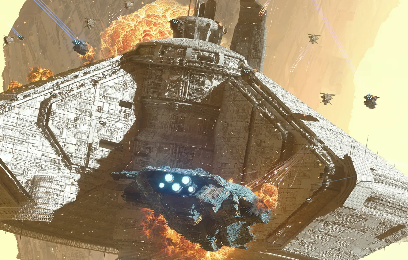 Фото обои взрыв, корабль, станция, битва, Homeworld, homeworld mobile