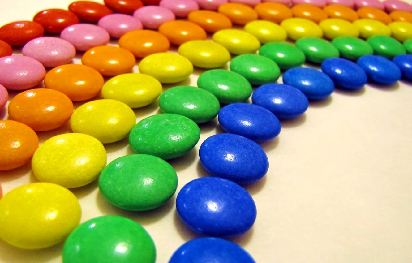 Фото обои цвет, еда, радуга, конфеты, драже
