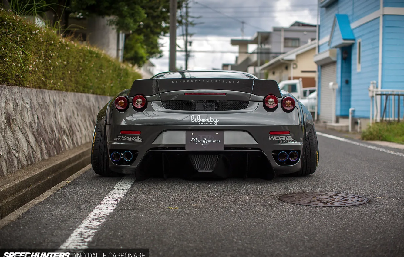 Фото обои улица, Япония, Ferrari, вид сзади, Liberty Walk, LBW’s F430