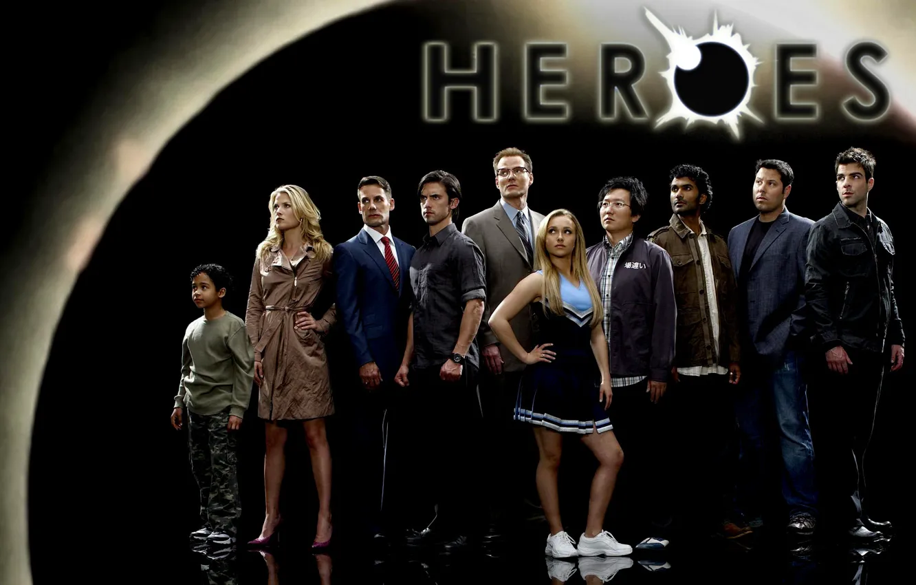 Фото обои Герои, Сериал, Heroes, актеры, Фильмы, фон затмение