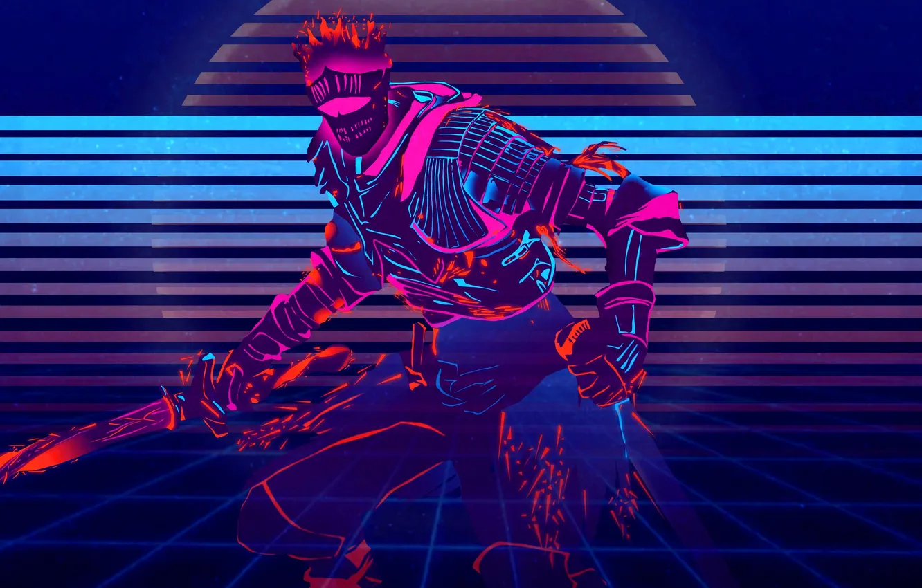 Фото обои неон, доспехи, рыцарь, armor, neon, knight