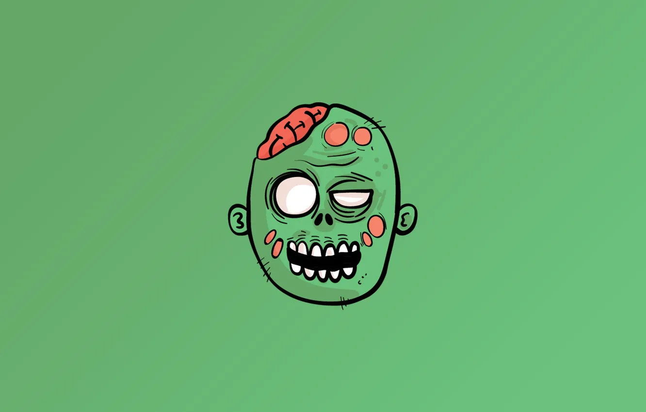 Фото обои Zombie, undead, minimalism, funny, digital art, artwork, creature, simple background