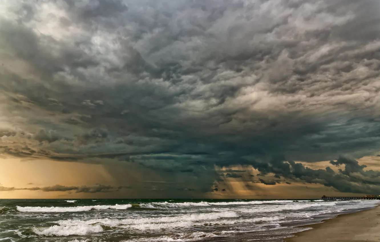 Фото обои море, тучи, шторм