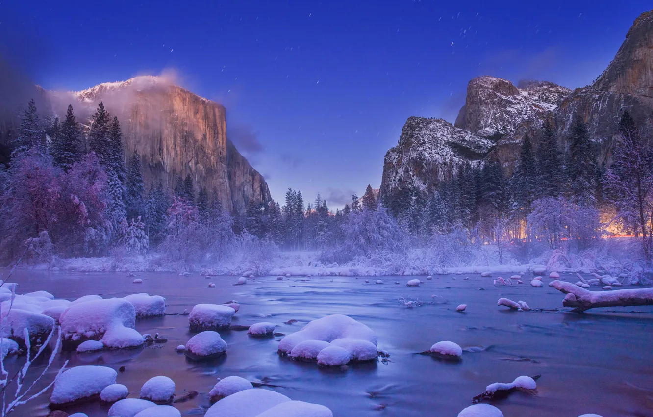 Фото обои USA, Christmas Valley View, Yosemite Nation Park