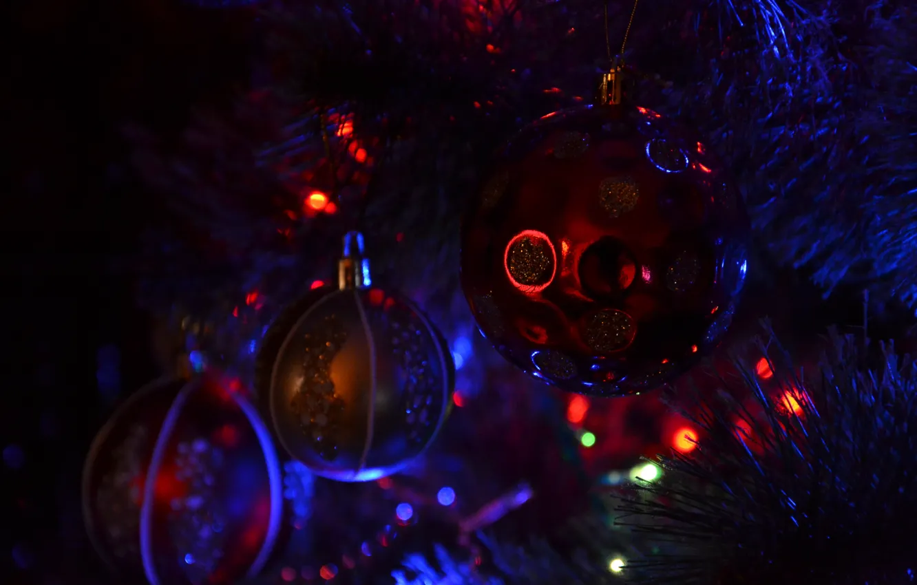 Фото обои макро, радость, игрушки, новый год, красота, ёлка, Декабрь, 31 декабря