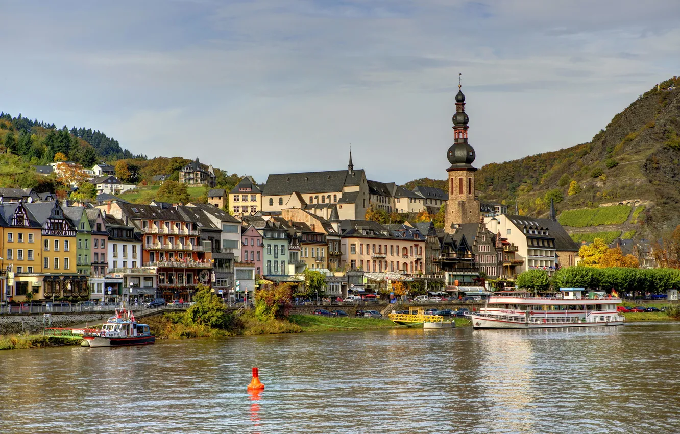 Фото обои река, улица, дома, городок, архитектура, германия, Germany, Cochem