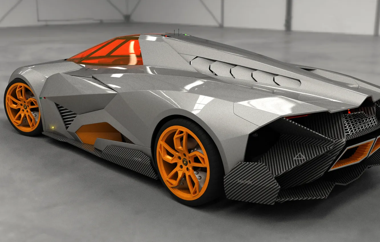 Фото обои Concept, Авто, Lamborghini, Вид, Концепт, Сверху, Orange, Car
