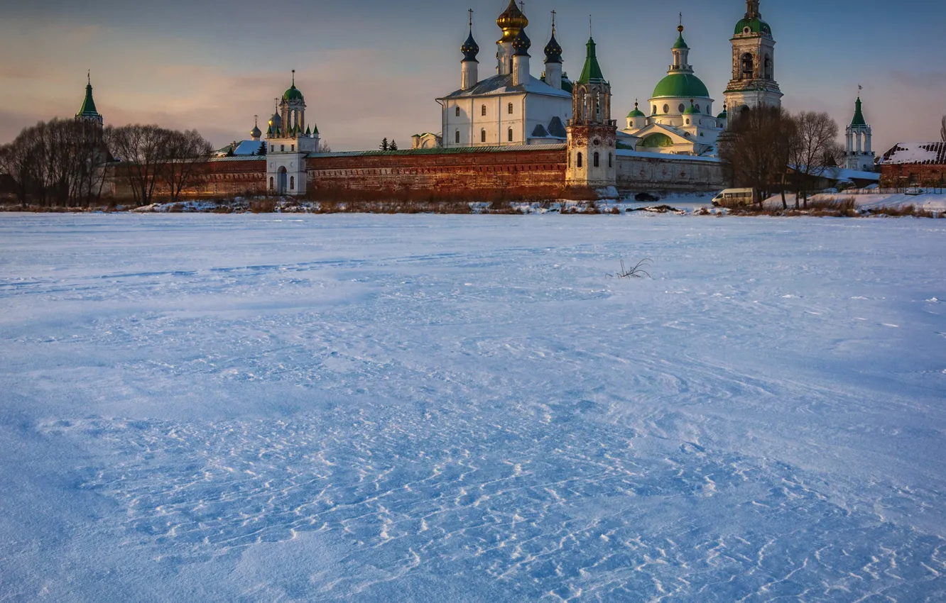 Фото обои зима, снег, пейзаж, природа, монастырь, Павел Ныриков