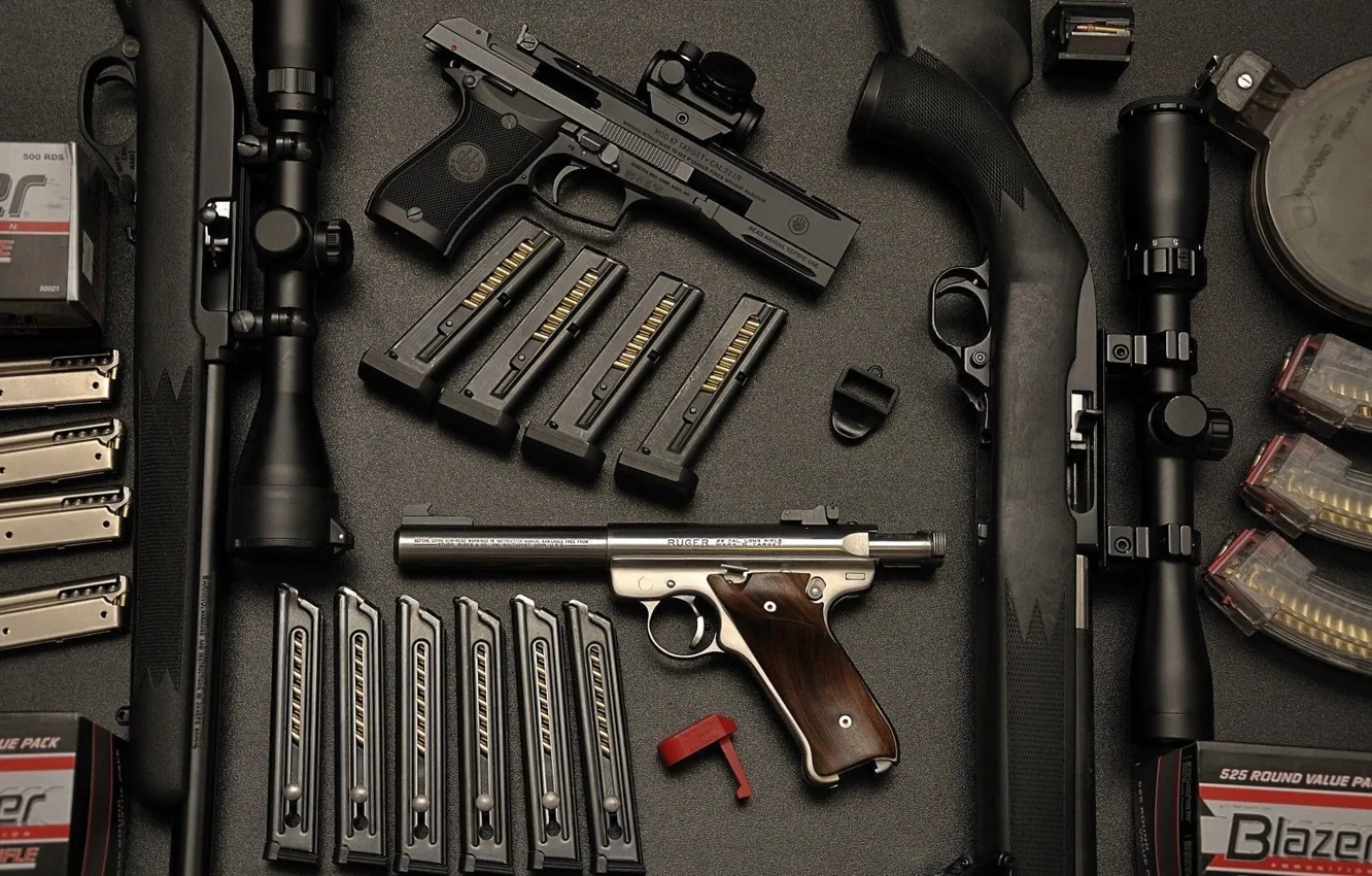 Фото обои gun, pistol, bullets, weapon, sniper, ammunition, Handgun, armaments