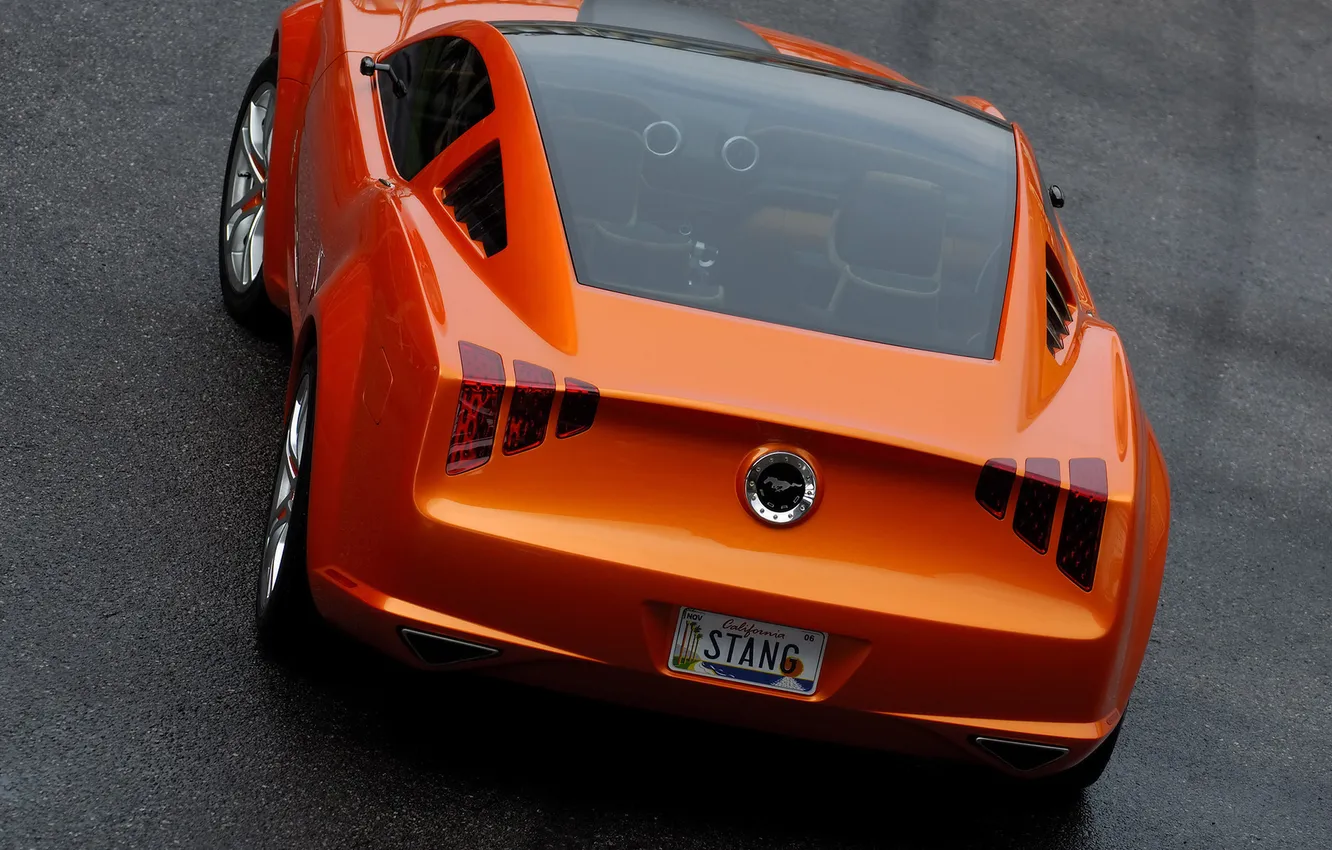 Фото обои оранжевый, спорт, mustang, concept, ford, giugiaro