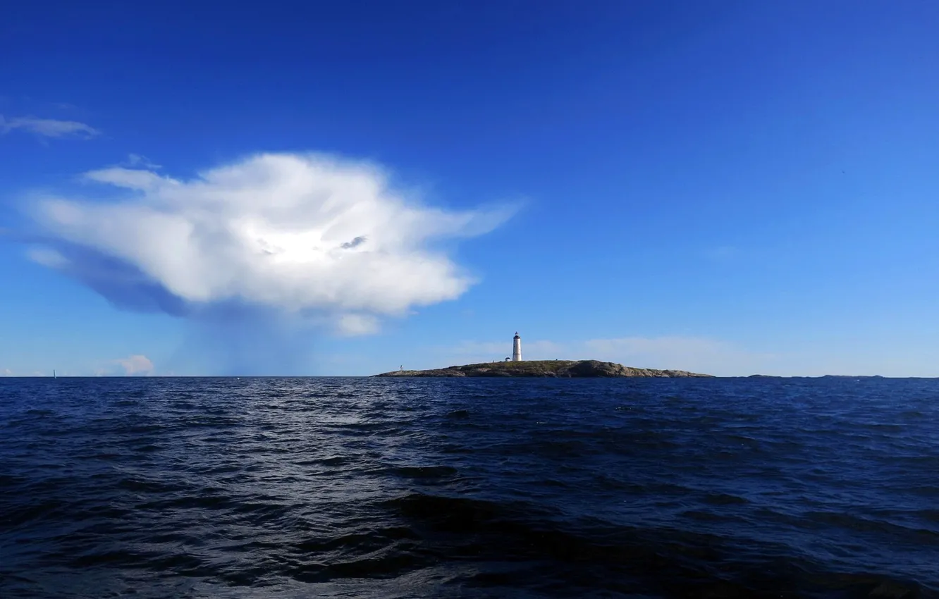 Фото обои море, небо, маяк, остров