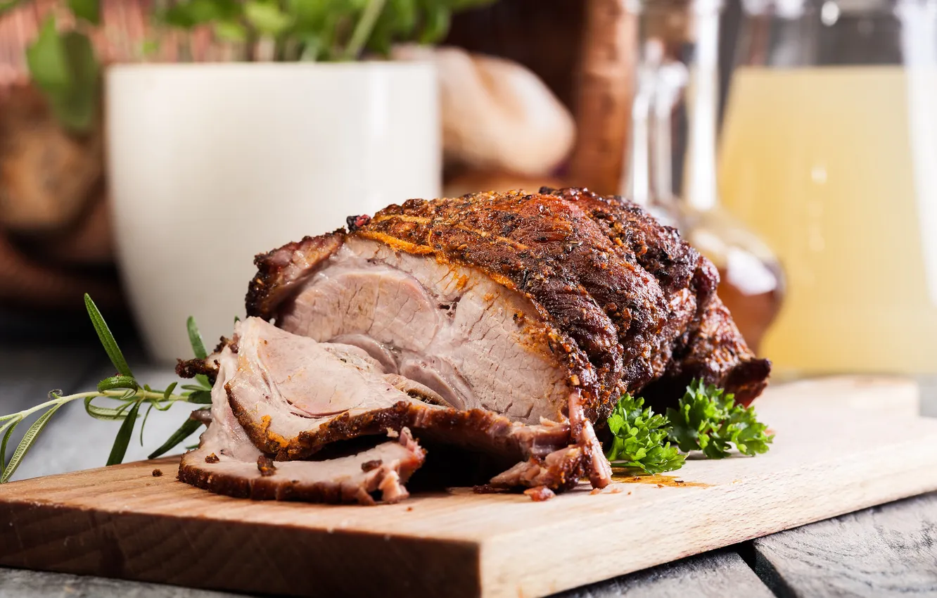Фото обои rustic, snack, shoulder, roast, recipe, roasted, pork, rosemary