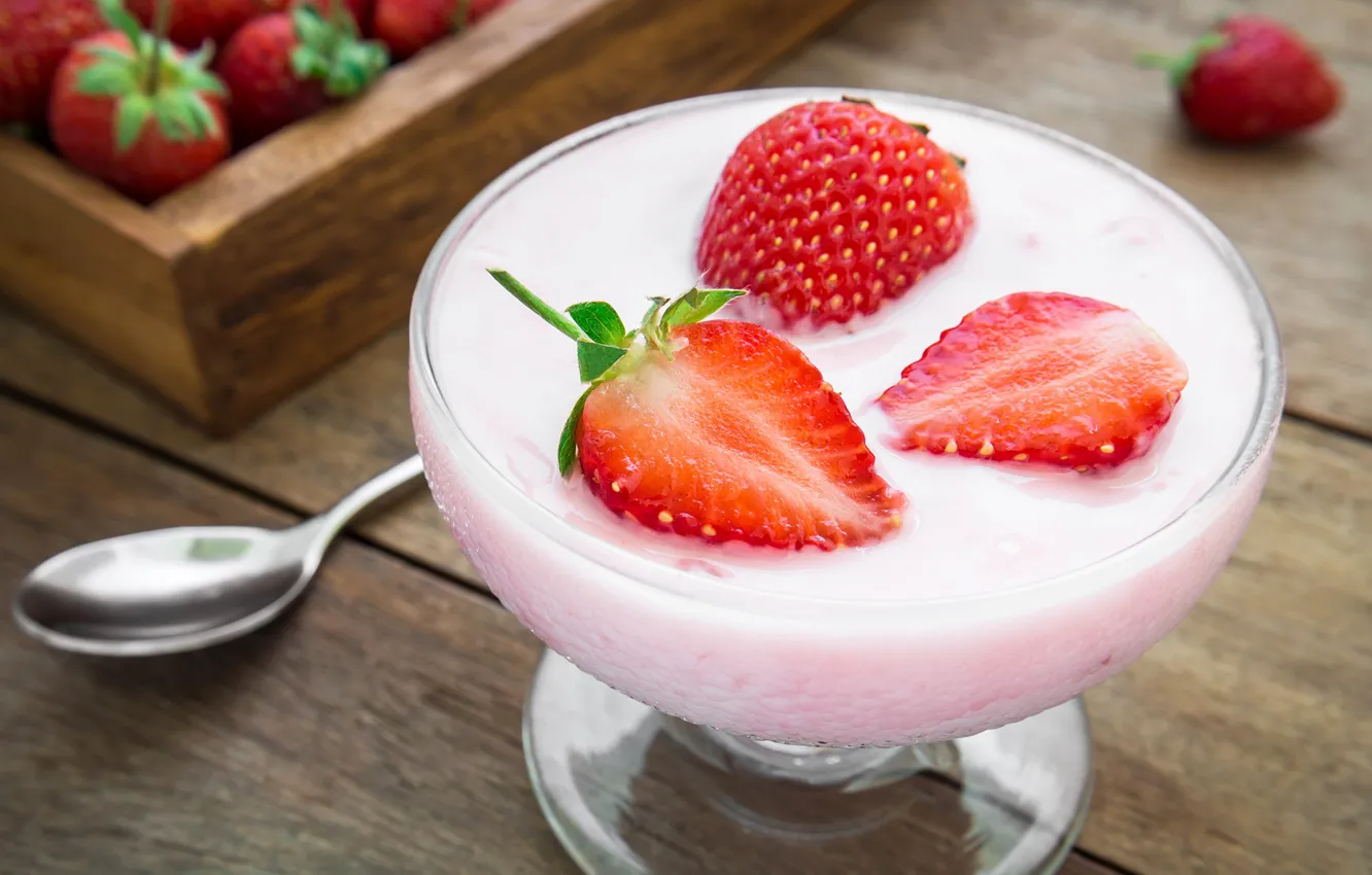 Фото обои молоко, клубника, коктейль, strawberry, cocktail