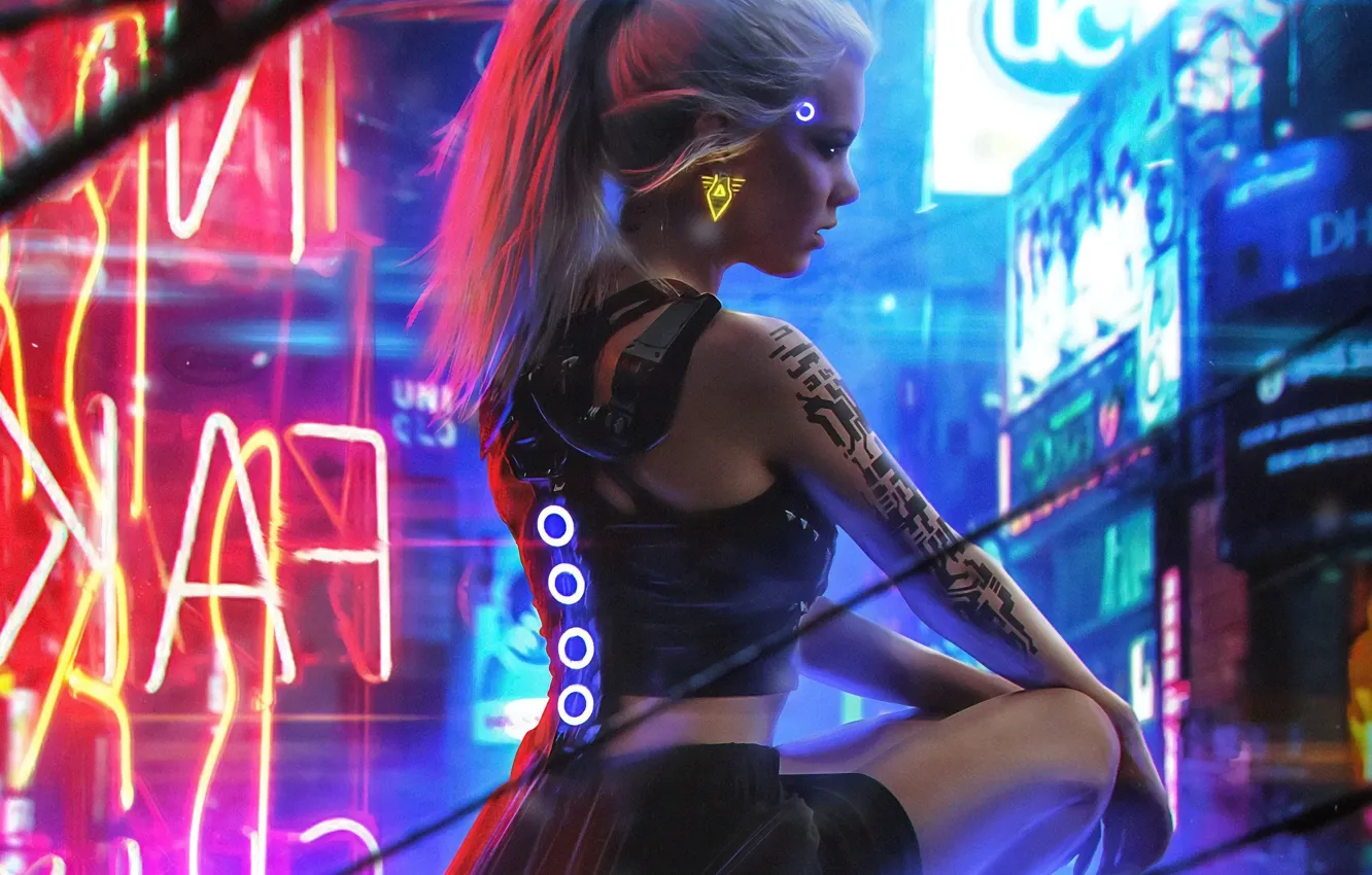 Фото обои девушка, фантастика, рука, арт, киборг, sci-fi, cyberpunk