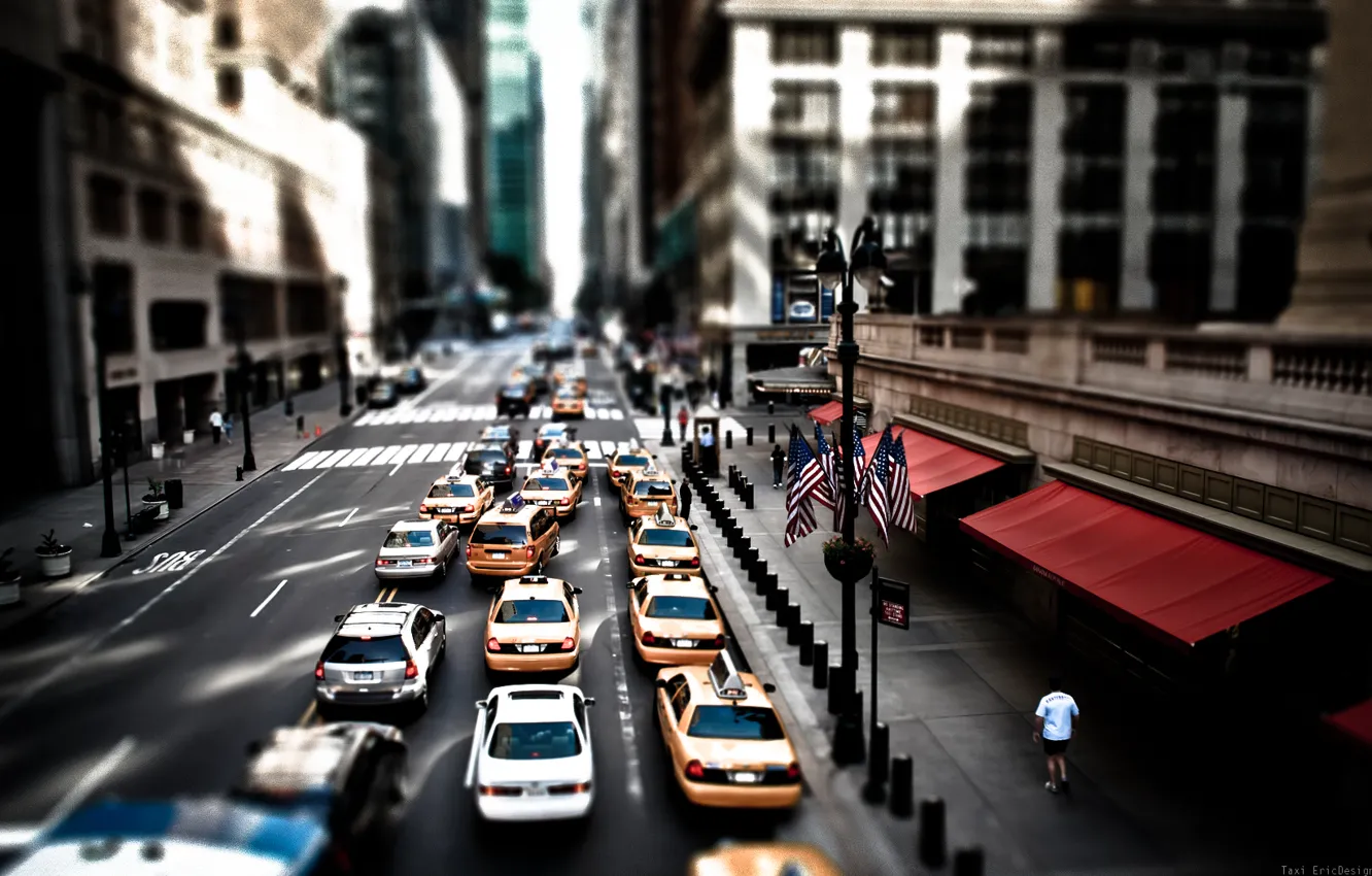 Фото обои Нью-Йорк, Улица, Такси